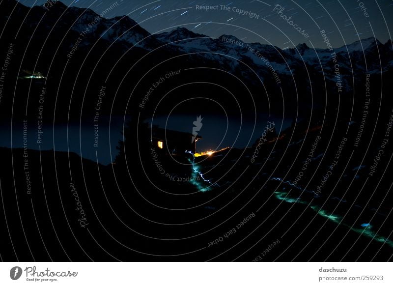 Sattelkopf Hütte bei Nacht wandern Natur Landschaft Nachthimmel Stern Alpen Berge u. Gebirge St. Anton Arlberg Österreich Europa laufen Farbfoto Außenaufnahme