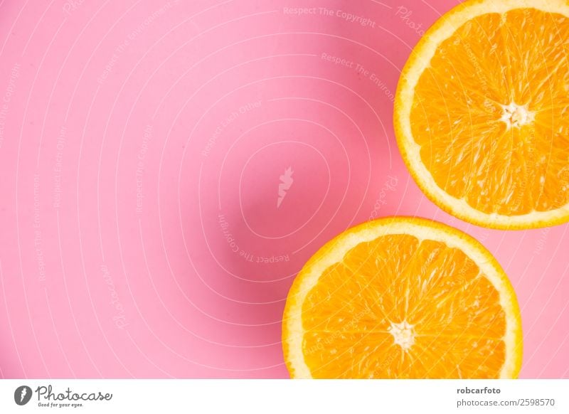 orangefarbene Frucht in farbigem Hintergrund Orange Vegetarische Ernährung Stil Design Sommer Kunst Natur frisch natürlich saftig gelb weiß Farbe Kreativität