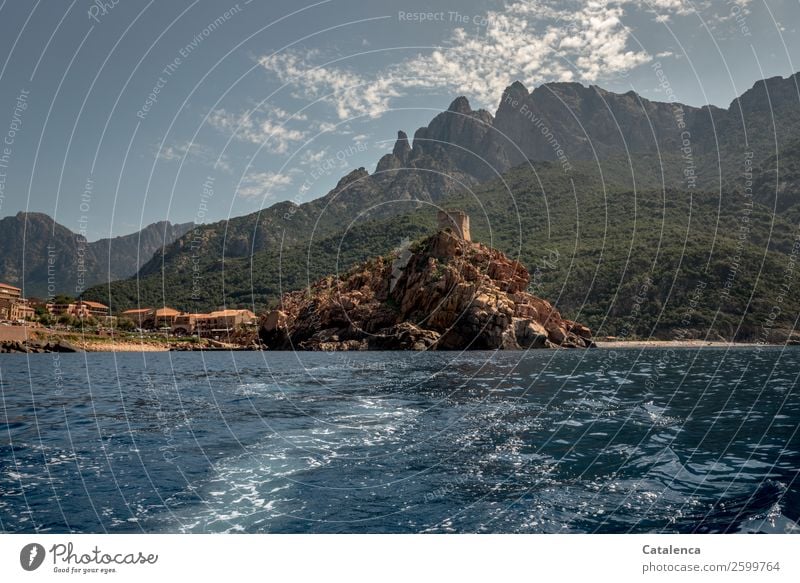 Porto | wir verlassen dich Wassersport Segeln Landschaft Himmel Sommer Schönes Wetter Hügel Felsen Berge u. Gebirge Wellen Küste Strand Meer Mittelmeer Turm