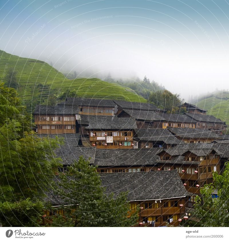 Gemeinschaft Ferien & Urlaub & Reisen Ferne Sommer Architektur Landschaft China Asien Haus Häusliches Leben einfach exotisch blau braun grau grün Solidarität