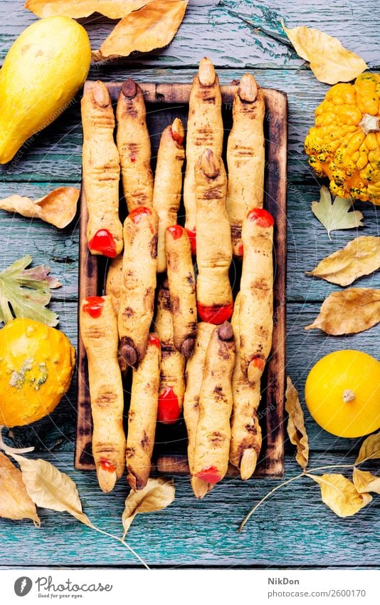 Hausgemachte Halloween-Kekse Feiertag Finger Kürbis Dekoration & Verzierung süß Lebensmittel Dessert beängstigend selbstgemacht Herbst Geist Entsetzen spukhaft