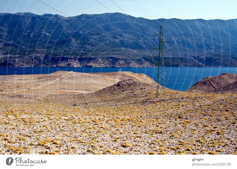 Ich schieß dich zum Mond... Umwelt Natur Landschaft Wasser Horizont Sommer Schönes Wetter Küste Insel Pag Stimmung Fernweh Dürre karg steinig Bodendecker