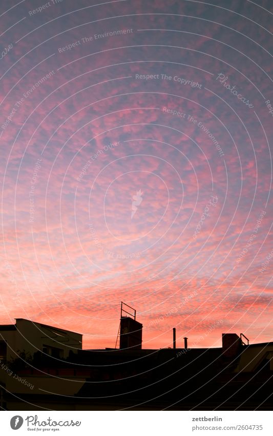 Abendrot über Schöneberg Himmel Himmel (Jenseits) Abenddämmerung Feierabend Dämmerung dunkel Dach Schornstein Stadt Häusliches Leben Wohngebiet Romantik