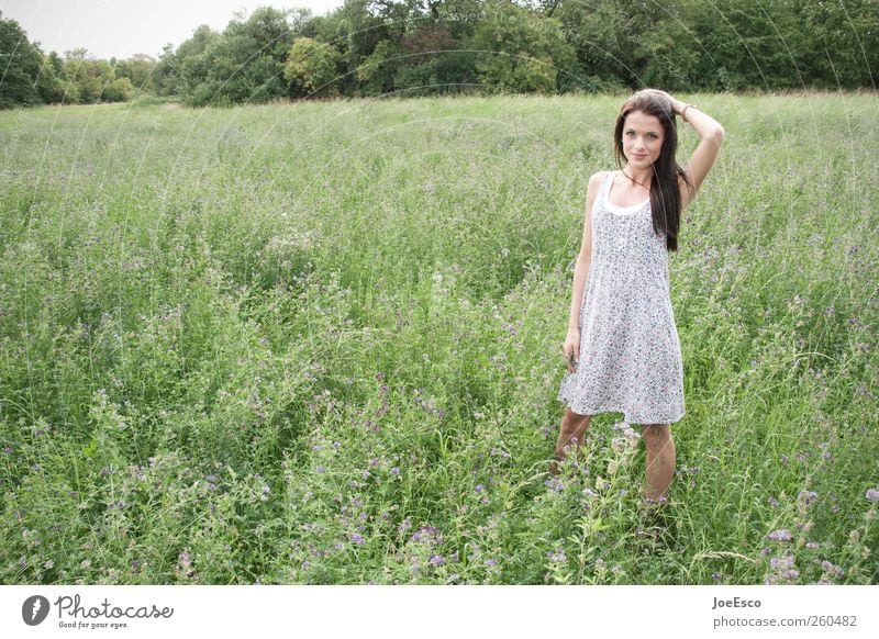 #260482 Stil schön Freizeit & Hobby Ausflug Sommer Sommerurlaub Frau Erwachsene Leben 1 Mensch Natur Landschaft Frühling Mode Kleid brünett beobachten