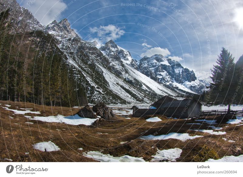 herzeben Erholung Ferien & Urlaub & Reisen Ausflug Abenteuer Freiheit Natur Urelemente Schönes Wetter Schnee Gras Alpen Berge u. Gebirge Schneebedeckte Gipfel