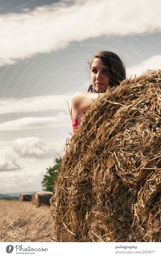 ein blick sagt mehr als tausend worte Ferne Sommer Sonnenbad Mensch feminin Junge Frau Jugendliche Erwachsene Leben Kopf 1 18-30 Jahre Natur Landschaft Himmel