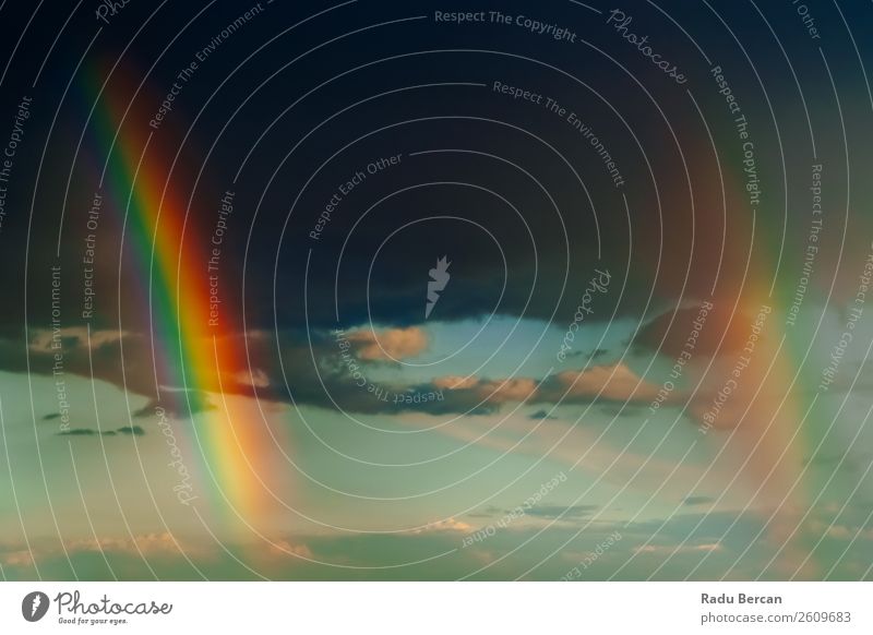 Doppelter Regenbogen nach starkem Regensturm Sommer Sommerurlaub Sonne Tapete Umwelt Natur Landschaft Luft Himmel Wolken Horizont Sonnenaufgang Sonnenuntergang