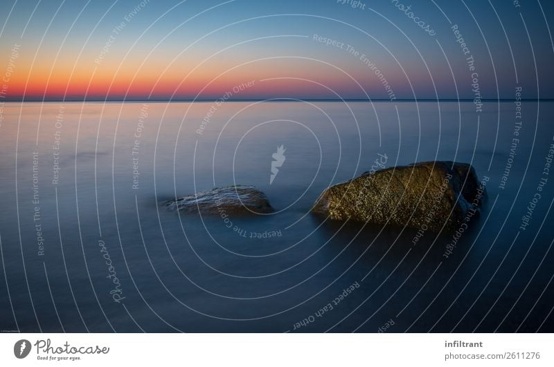 Stilles Meer Umwelt Natur Wasser Himmel Wolkenloser Himmel Horizont Sonnenaufgang Sonnenuntergang Schönes Wetter Küste Ostsee ästhetisch Ferne frei