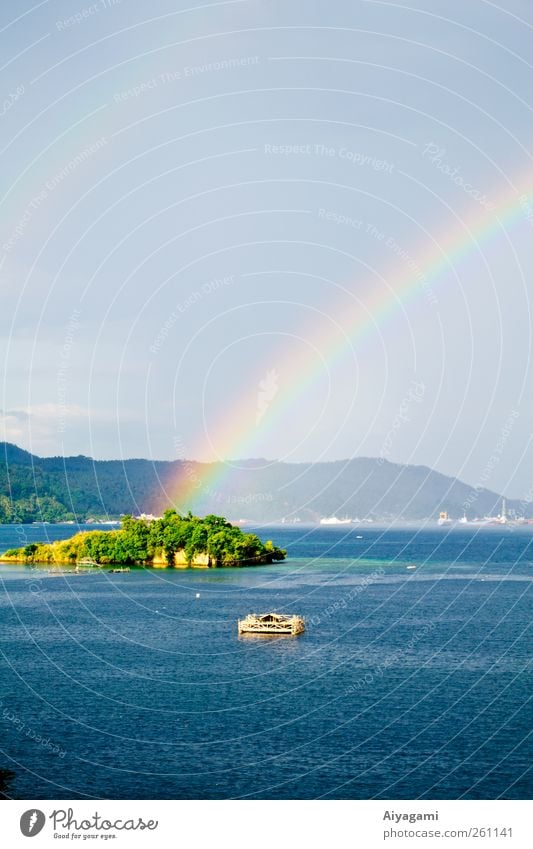 Ende des Regenbogens Natur Landschaft Luft Wasser Erde Himmel Sommer Schönes Wetter Meer Insel Ferien & Urlaub & Reisen exotisch schön Wärme blau mehrfarbig