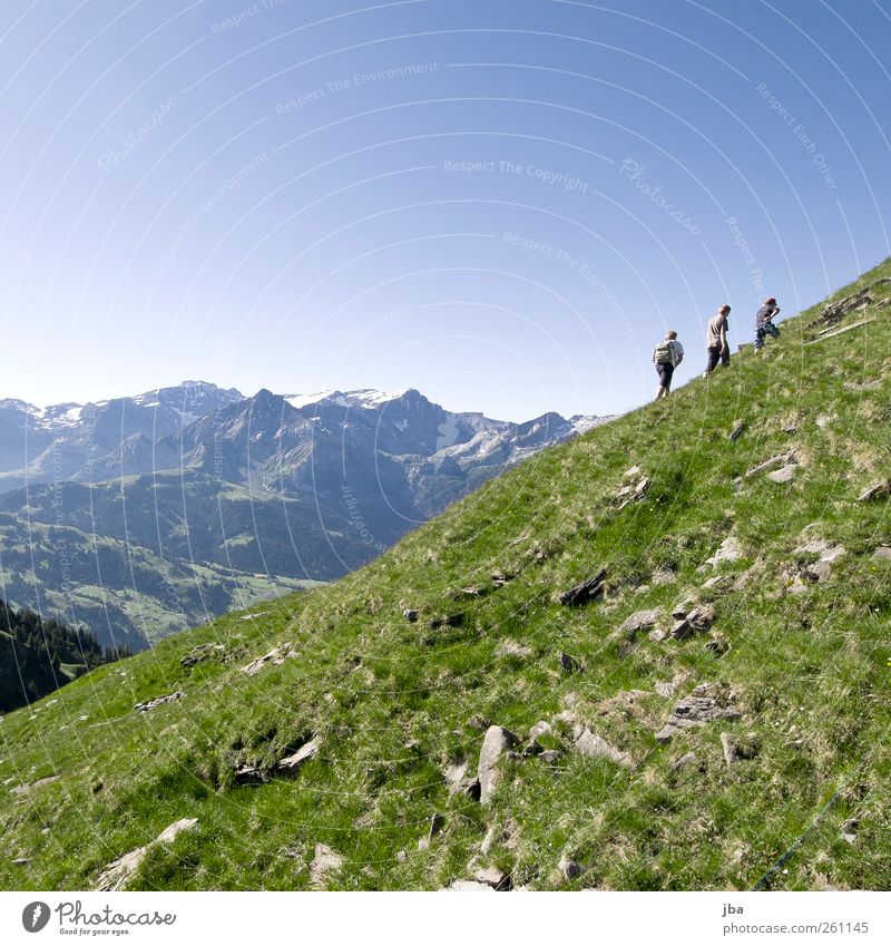 Aufstieg Leben Zufriedenheit ruhig Ausflug Freiheit Sommer Sommerurlaub Berge u. Gebirge wandern Klettern Bergsteigen Sportstätten Mensch maskulin Freundschaft