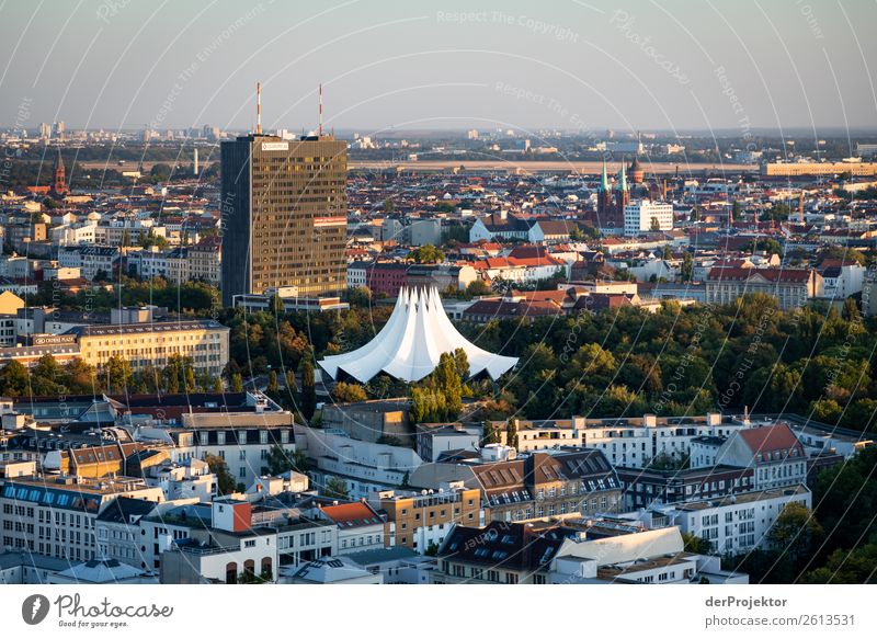 Herbstlicher Panoramablick auf Berlin VI Zentralperspektive Starke Tiefenschärfe Sonnenstrahlen Sonnenlicht Schatten Licht Morgen Textfreiraum Mitte