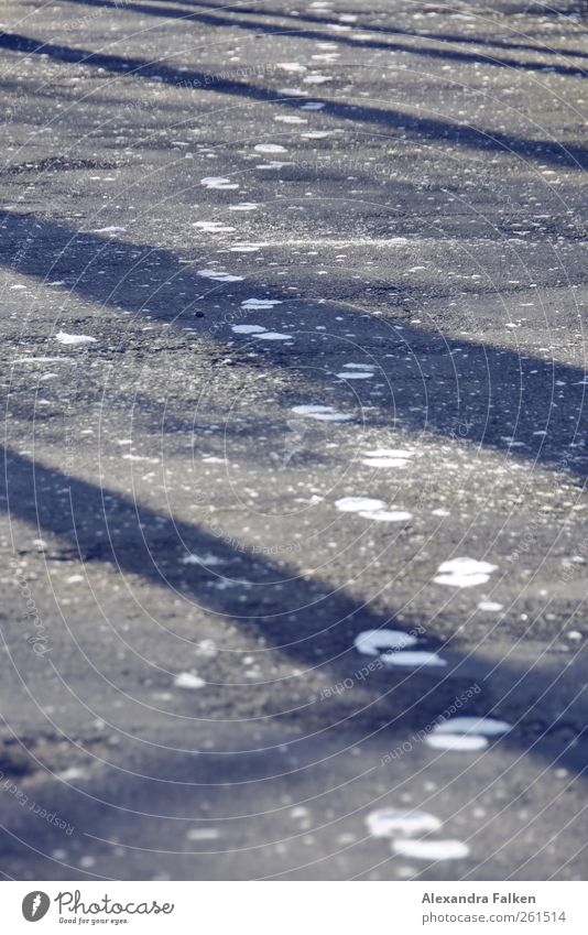 Deine Spuren. Fußgänger kalt Fußspur Schatten Wege & Pfade Fortschritt vorwärts Laufbahn Karriere Lebenslauf Lebensziel Zukunft Zukunftsangst Farbfoto