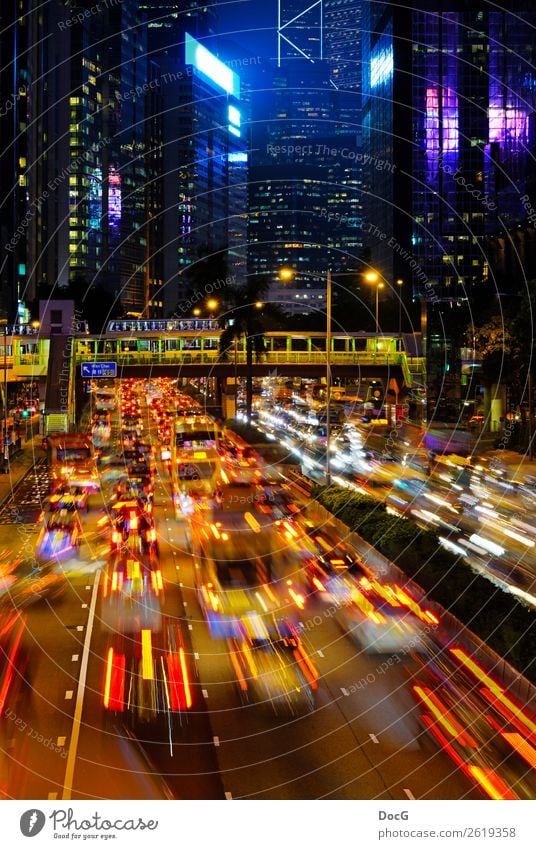 Hong Kong - Way to Wan Chai Hongkong China Asien Stadt Skyline überbevölkert Gebäude Architektur Fassade Berufsverkehr Autobahn Beton gigantisch Stress Bewegung