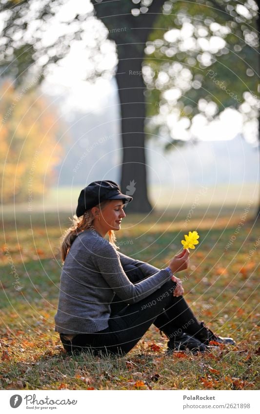 #A# BlattFänger feminin 1 Mensch ästhetisch Herbst herbstlich Herbstlaub Herbstfärbung Herbstbeginn Herbstwald Herbstwetter Herbstwind Ahornblatt Frau sitzen