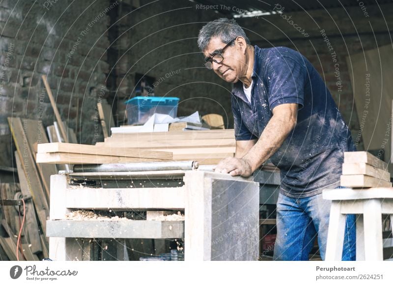 Schreiner mit Bandschleifmaschine kaufen Freizeit & Hobby Möbel Arbeit & Erwerbstätigkeit Büro Industrie Säge Mann Erwachsene Pflanze Spielzeug machen Holz