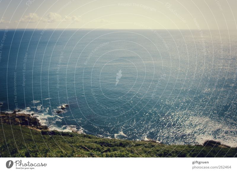 nothingness Umwelt Natur Landschaft Urelemente Luft Wasser Himmel Wolken Horizont Sommer Klima Wetter Schönes Wetter Wiese Felsen Wellen Küste Meer ästhetisch