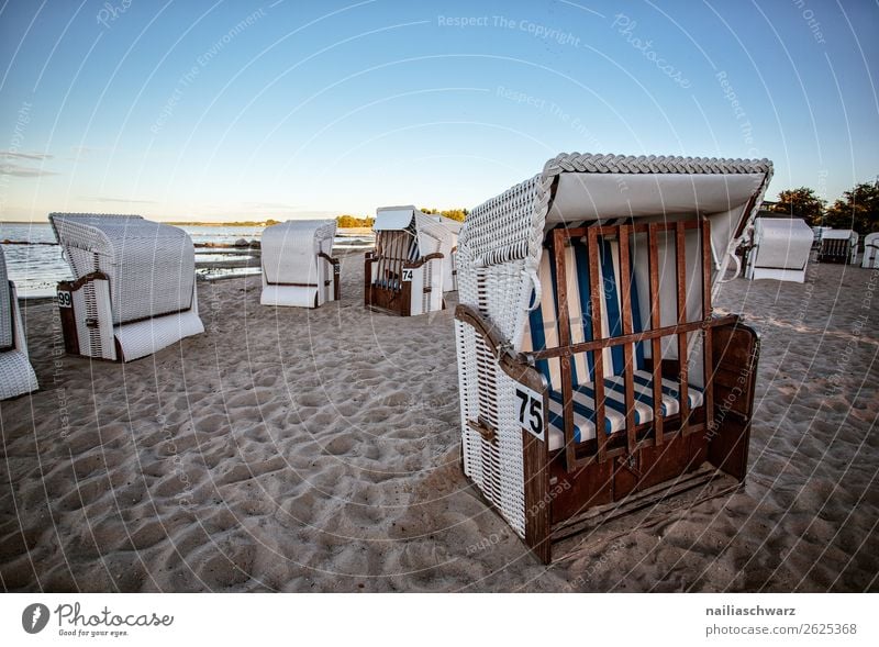 Am Strand Lifestyle Ferien & Urlaub & Reisen Tourismus Sommerurlaub Insel Landschaft Himmel Horizont Ostsee Üeckermünde Deutschland Europa Strandkorb natürlich