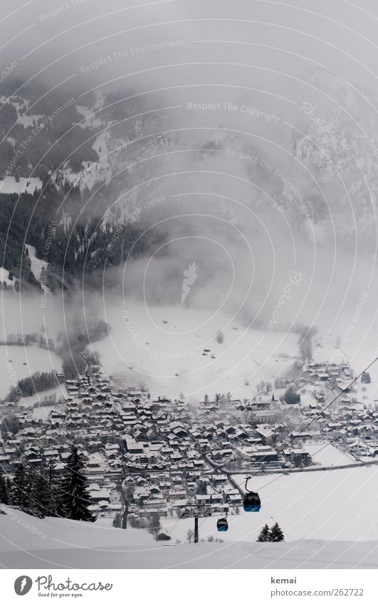 Winterlich Umwelt Natur Landschaft schlechtes Wetter Nebel Eis Frost Schnee Felsen Alpen Berge u. Gebirge Bad Hindelang Dorf Kleinstadt Haus Einfamilienhaus