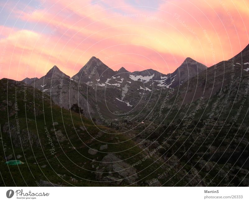 Sonnenuntergang Gipfel Berge u. Gebirge Pyrenäen Himmel