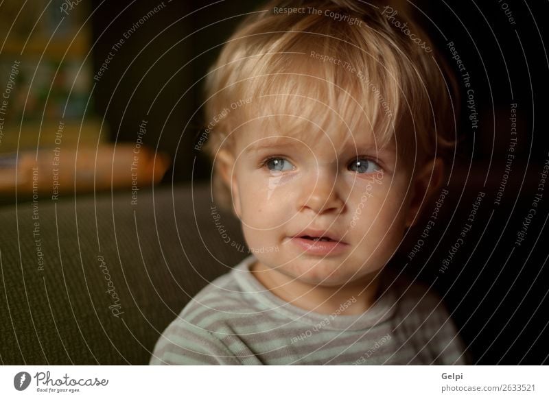 Adorabla Baby mit einem Jahr zu Hause Freude Glück schön Leben Spielen Wohnzimmer Kind Kleinkind Junge Familie & Verwandtschaft Kindheit Mund blond Lächeln