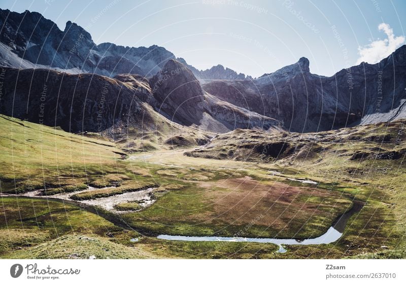 Blick Richtung Seevogel und Seescharte Ferien & Urlaub & Reisen Abenteuer wandern Natur Landschaft Sonne Sommer Schönes Wetter Alpen Berge u. Gebirge Bach