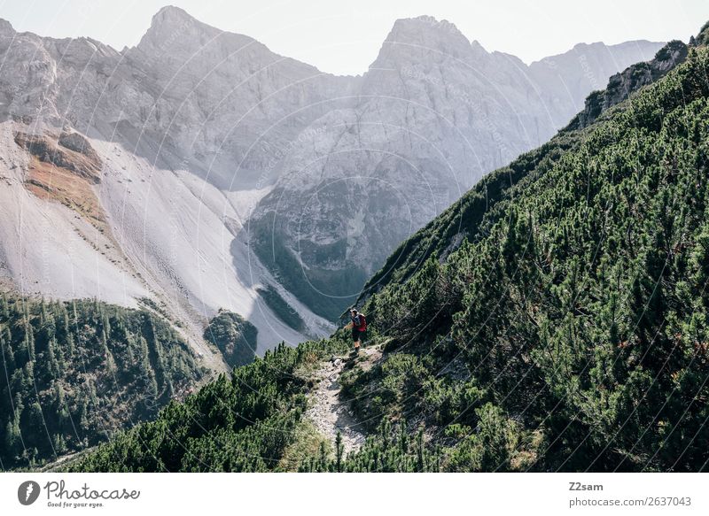 Wander auf Alpenüberquerung | E5 Ferien & Urlaub & Reisen Abenteuer Berge u. Gebirge wandern Junge Frau Jugendliche Natur Landschaft Sonnenlicht Sommer