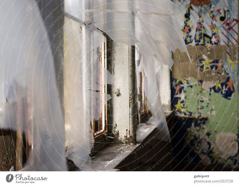 es weht ein wind von westen her Menschenleer Haus Ruine Bauwerk Gebäude Architektur Mauer Wand Fenster Tapete Tapetenmuster Denkmal alt Stadt mehrfarbig Farbe