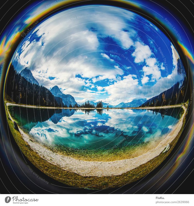 Bergsee Spiegel ruhig Meditation Ferien & Urlaub & Reisen Tourismus Ausflug Abenteuer Ferne Umwelt Natur Landschaft Urelemente Sand Luft Wasser Himmel Wolken