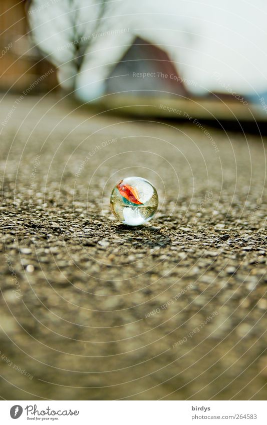 Eine Murmel auf Reisen Schönes Wetter Straße leuchten außergewöhnlich glänzend rund ästhetisch entdecken Freude Glaskugel Asphalt Kinderspiel 1 Freundlichkeit