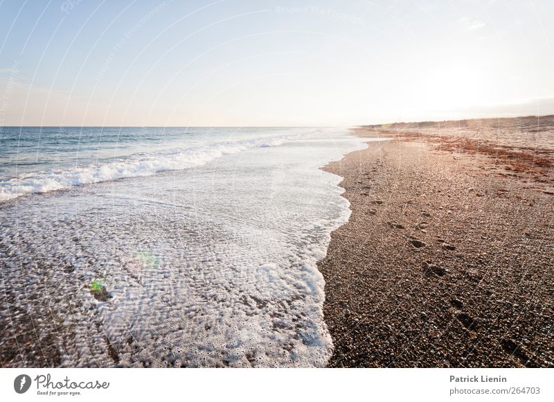 Afternoon Umwelt Natur Landschaft Urelemente Erde Sand Luft Wasser Wellen Küste Strand Stimmung Farbfoto Außenaufnahme Menschenleer Abend Licht Kontrast