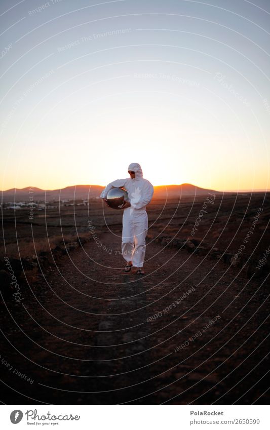 #AS# Feierabend, und heeem. Kunst Kunstwerk Gemälde ästhetisch Astronaut Raumfahrthelm Kostüm Karnevalskostüm laufen verkleidet verkleiden Mars Marslandschaft