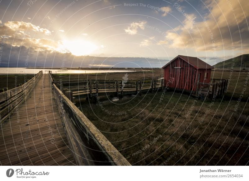 Sunset idyll Ferien & Urlaub & Reisen Ausflug Abenteuer Ferne Freiheit Meer Haus Natur Landschaft Wasser Himmel Wolken Horizont Sonne Sonnenaufgang