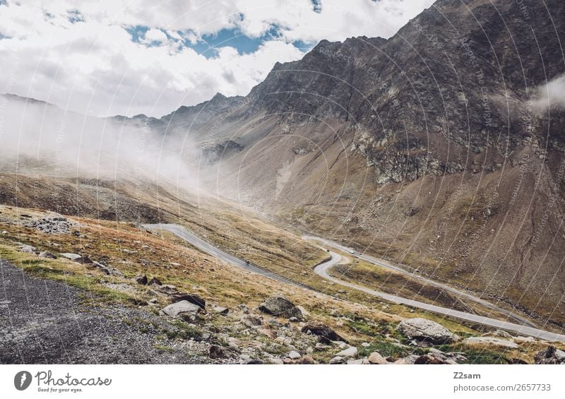 Timmelsjoch Passstraße Natur Landschaft Wolken Herbst Alpen Berge u. Gebirge Gipfel Straße Wege & Pfade Hochstraße gigantisch hoch nachhaltig natürlich ruhig