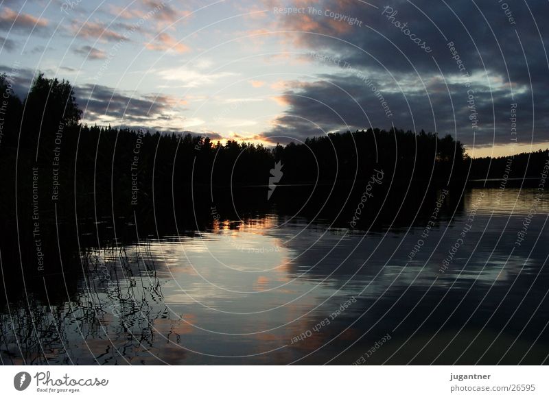 Sonnenuntergang Finnland Wolken See Wasser Beleuchtung Himmel