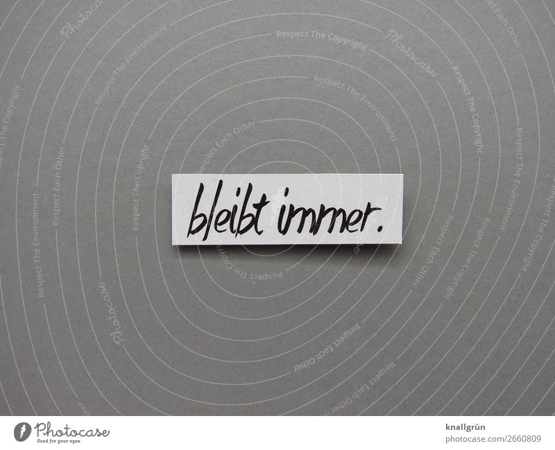 Bleibt immer. bleibt Dauernd Buchstabe Wort Satz Schriftzeichen Text Typographie Lateinisches Alphabet Letter Sprache Hintergrund neutral Kommunikation Farbfoto