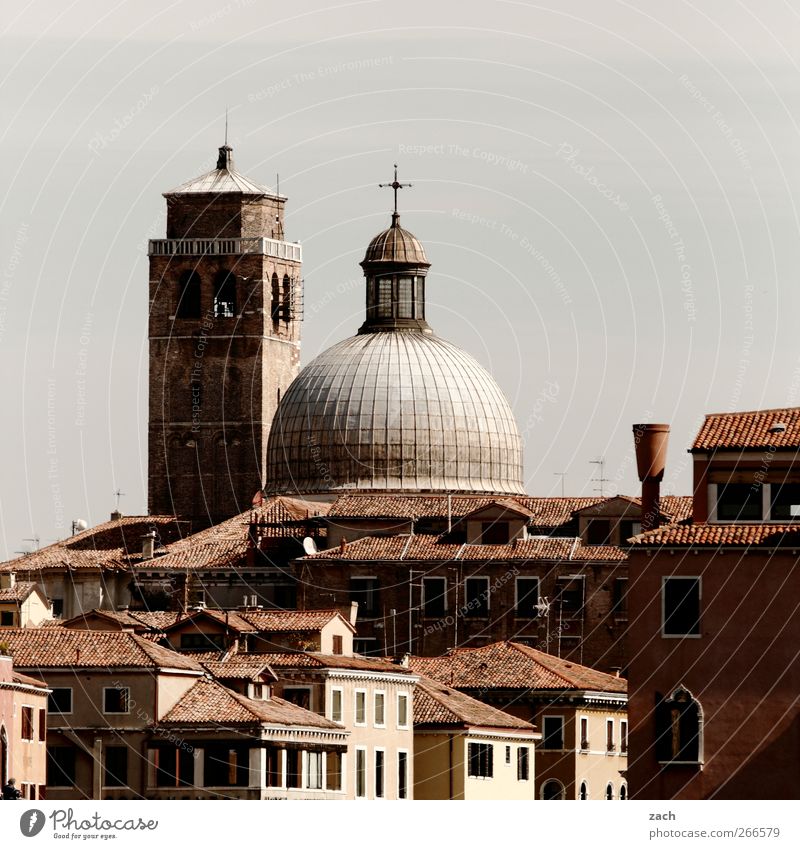 Venedig Italien Dorf Stadt Altstadt Skyline Haus Kirche Dom Fenster Sehenswürdigkeit Kreuz Häusliches Leben braun Religion & Glaube Turm Kuppeldach