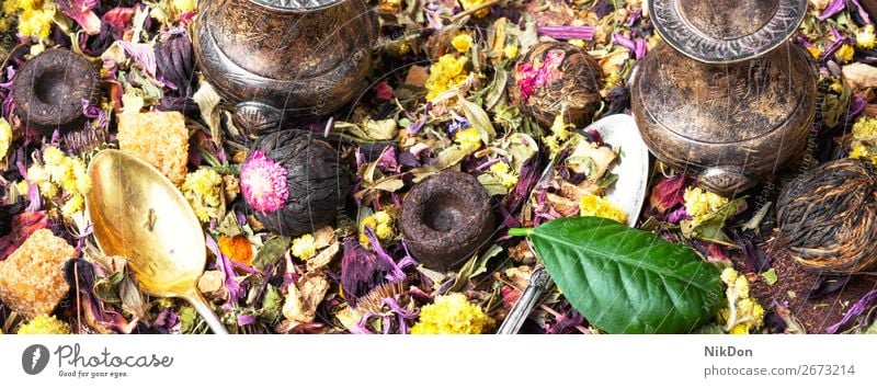 Gesunder Kräutertee Tee Kraut Hintergrund Kräuterbuch Gesundheit Blatt Blume trinken grün natürlich trocknen organisch Aroma Getränk Chinesisch Antioxidans