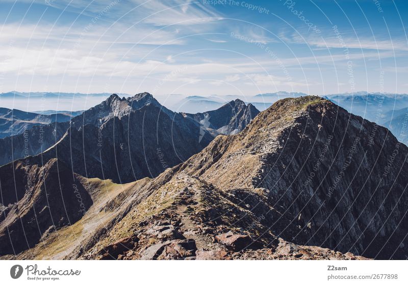 Südtiroler Alpen | Hirzer wandern Klettern Bergsteigen Natur Landschaft Himmel Wolken Sommer Schönes Wetter Berge u. Gebirge Gipfel gigantisch hoch nachhaltig