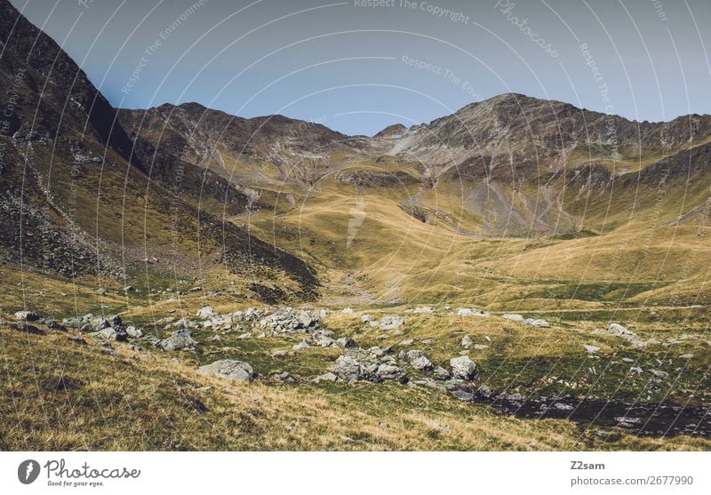 Bergpanorama vom Hirzer in Südtirol | E5 wandern Klettern Bergsteigen Umwelt Natur Landschaft Sommer Schönes Wetter Wiese Alpen Berge u. Gebirge Gipfel hoch