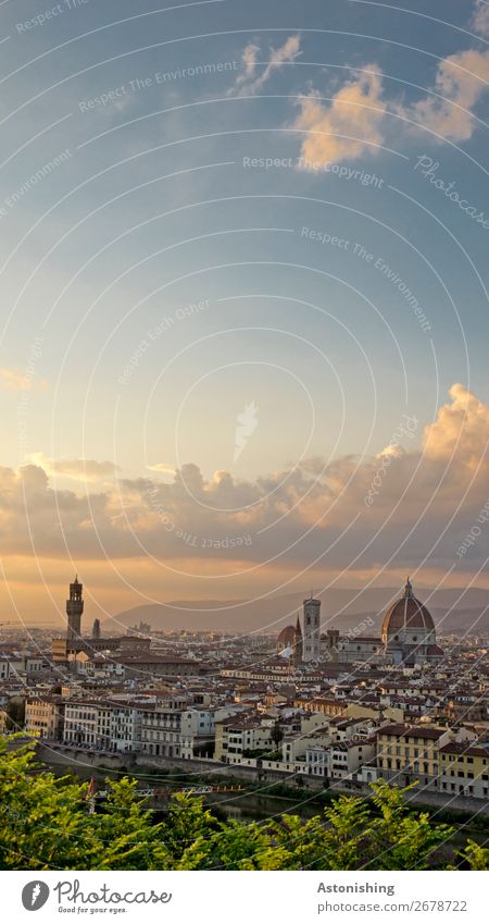 Florenz Umwelt Natur Himmel Wolken Sonnenaufgang Sonnenuntergang Sommer Wind Pflanze Blatt Fluss Italien Stadt Stadtzentrum Altstadt Haus Kirche Dom Turm