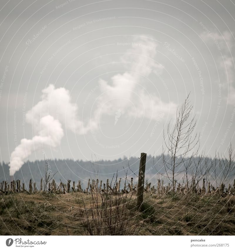 wahrzeichen Umwelt Landschaft Klima Industrieanlage Fabrik Garten Schornstein Wahrzeichen bescheiden zurückhalten Heimweh Rauchzeichen Abgas Farbfoto