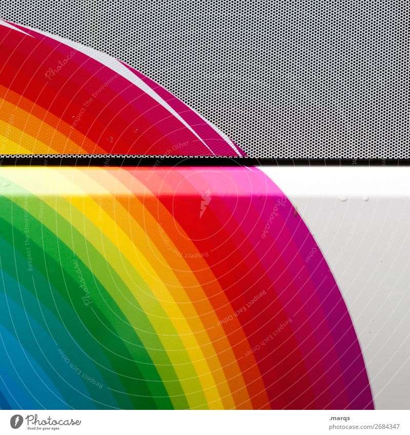 Taste the rainbow Lifestyle Stil Design Regenbogen Mauer Wand Metall Coolness trendy mehrfarbig weiß Farbe Hintergrundbild Hoffnung Farbfoto Außenaufnahme