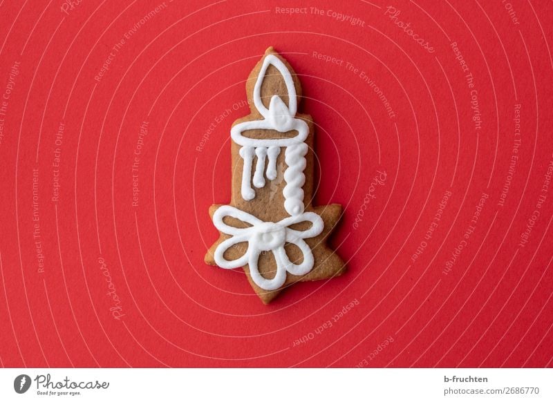 Lebkuchen in Kerzenform Lebensmittel Teigwaren Backwaren Süßwaren Feste & Feiern Weihnachten & Advent Zeichen beobachten liegen frisch verrückt rot genießen