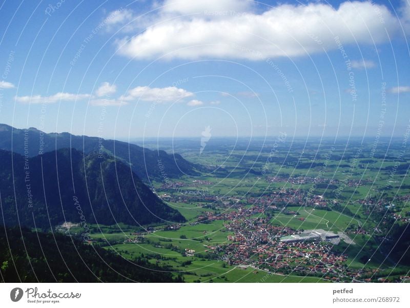 Süddeutschland Sommer Berge u. Gebirge Landschaft Horizont Alpen Gipfel Abenteuer Einsamkeit Idylle Ferien & Urlaub & Reisen Ferne Bayern Deutschland Tal Ebene