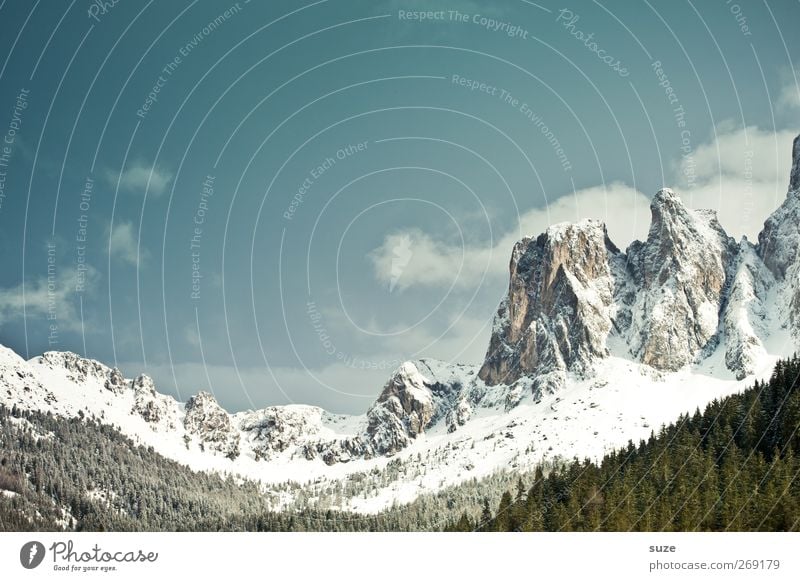 Geislergruppe Ferien & Urlaub & Reisen Berge u. Gebirge Umwelt Natur Landschaft Urelemente Himmel Wolken Frühling Klima Schönes Wetter Schnee Wald Alpen Gipfel