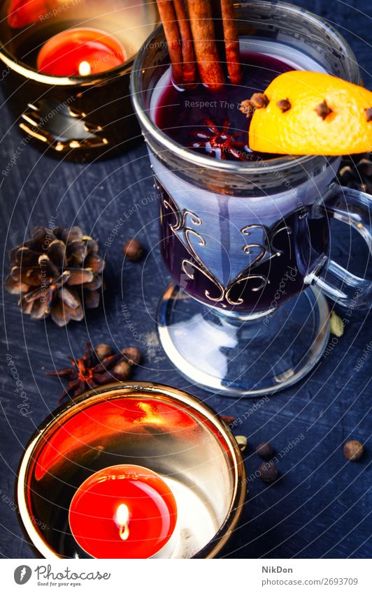 Winter-Glühwein Weinglas Zimt trinken Feiertag Weihnachten heiß Getränk Anis warm überdacht Gewürz orange Bowle Alkohol Tasse Lebensmittel Glas Grog Frucht