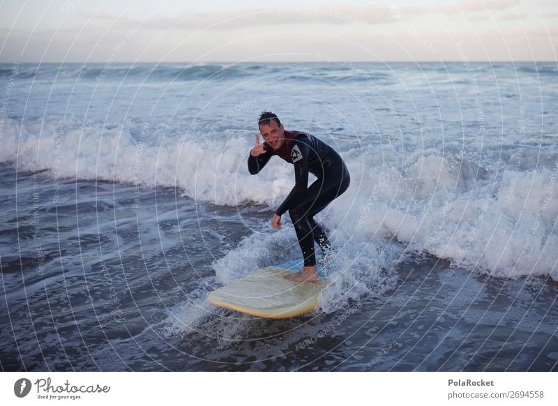 #AS# anbeachen Lifestyle Schwimmen & Baden Surfer Surfbrett Coolness hangloose Hand gestikulieren lässig Strand Wellen Junger Mann Freiheit Glück Gleichgewicht