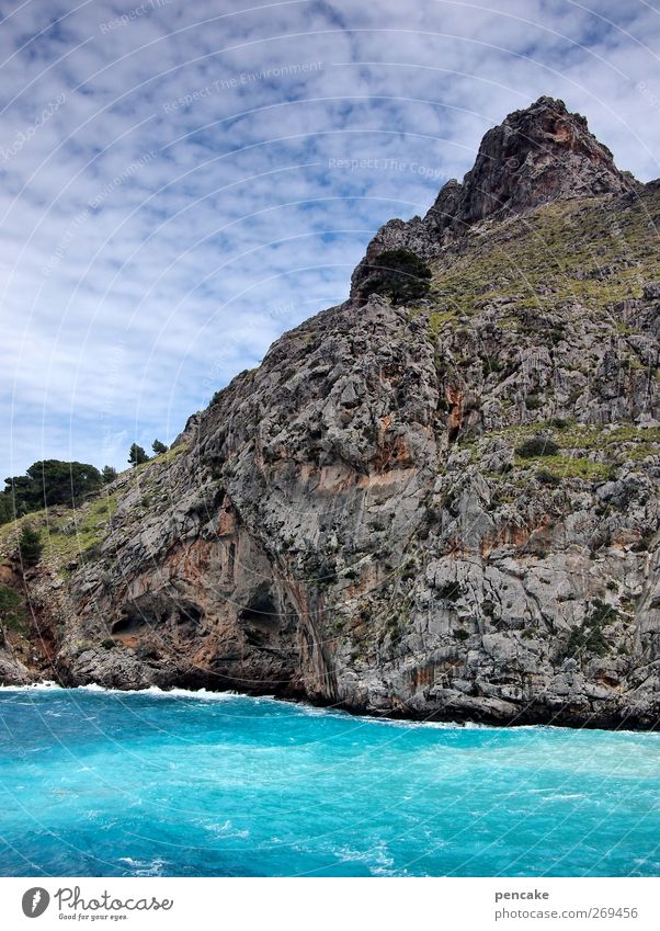 wave Glück sportlich Fitness Ausflug Abenteuer Sonne Meer Insel Wellen Landschaft Schönes Wetter Felsen Küste Leben Sinnesorgane Mittelmeer türkis