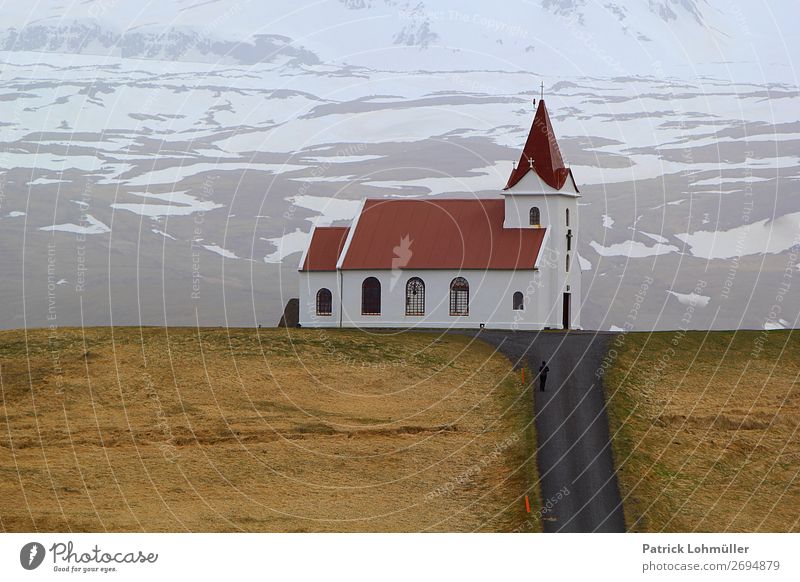 Kirche auf Island Ferien & Urlaub & Reisen Tourismus Winter Mensch feminin Frau Erwachsene 1 18-30 Jahre Jugendliche Umwelt Natur Landschaft Erde Klima