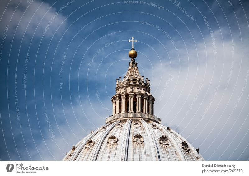 Rom/Petersdom III Himmel Wolken Schönes Wetter Kirche Dom Sehenswürdigkeit Wahrzeichen blau weiß Kuppeldach Religion & Glaube Christliches Kreuz alt historisch